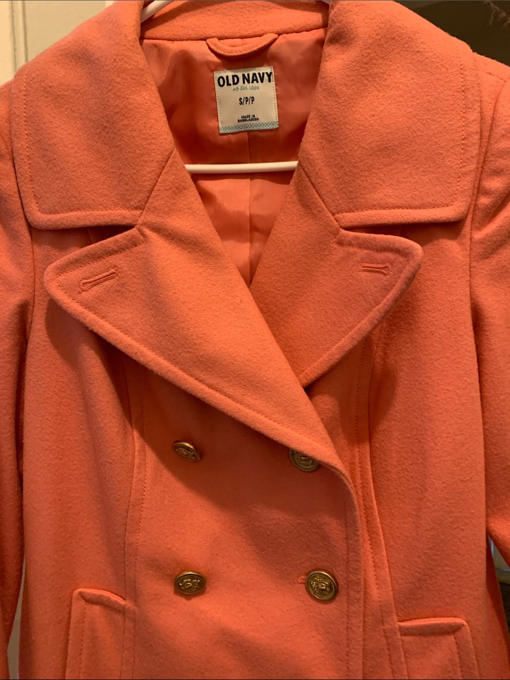 Old Navy Coral Double-Breasted Peacoat - Picture 3 of 8